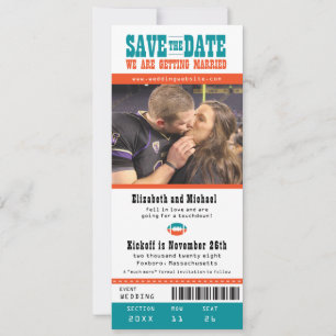 Save The Date Mariage orange turquoise Enregistrer le billet de 
