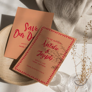 Save The Date Mariage original à la main rétro coloré unique