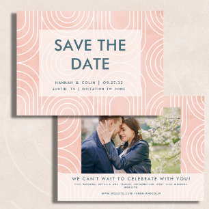 Save The Date Mariage Ovals et Cercles Chic Pêche