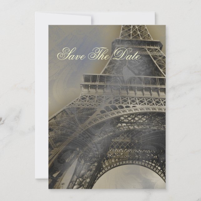 Save The Date Mariage parisien français enregistrer la date (Devant)