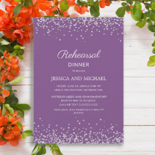Save The Date Mariage Parties scintillant Argent VioletDîner de 