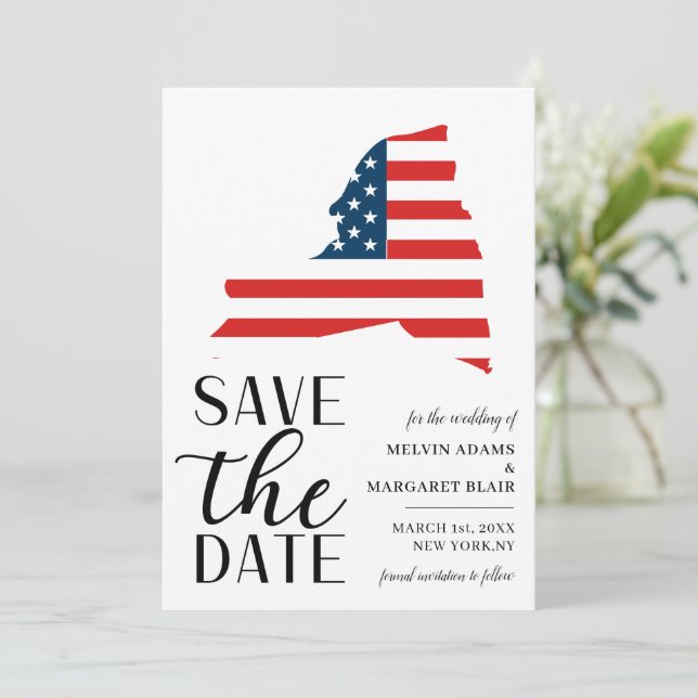 Save The Date Mariage patriotique dans l'État de New York aux Ét (Debout devant)