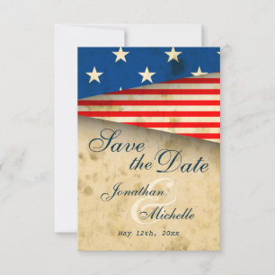 Save The Date Mariage patriotique du drapeau américain vintage