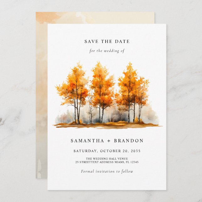 Save The Date Mariage paysage d'automne Naturel (Devant / Derrière)