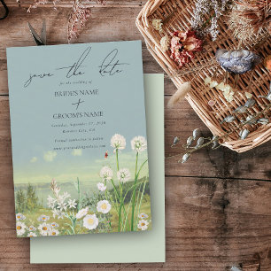 Save The Date Mariage Paysage de montagne Fleur sauvage aquarell