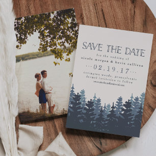 Save The Date Mariage photo à double face de la forêt d'hiver