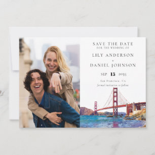 Save The Date Mariage photo à l'aquarelle à San Francisco
