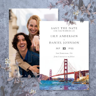 Save The Date Mariage photo aquarelle à San Francisco