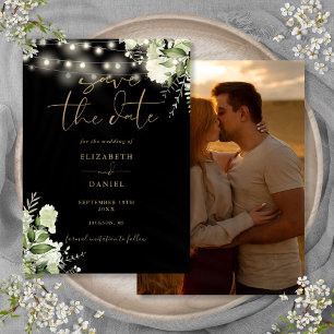 Save The Date Mariage photo Black and Gold Floral