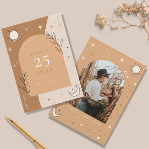 Save The Date Mariage Photo Bohème Céleste Lune et Soleil Mystiq