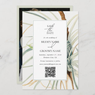 Save The Date Mariage photo botanique neutre en aquarelle