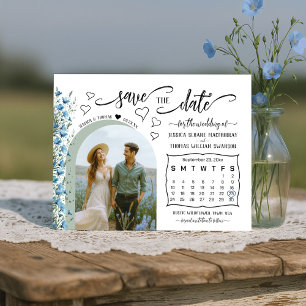 Save The Date Mariage Photo & Calendrier Fleurs Sauvages Bohème 
