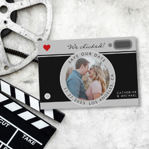 Save The Date Mariage Photo Caméra Noir Unique Enregistrer La Da