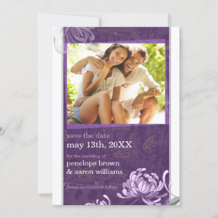 Save The Date Mariage photo chic violet violet Enregistrer la da