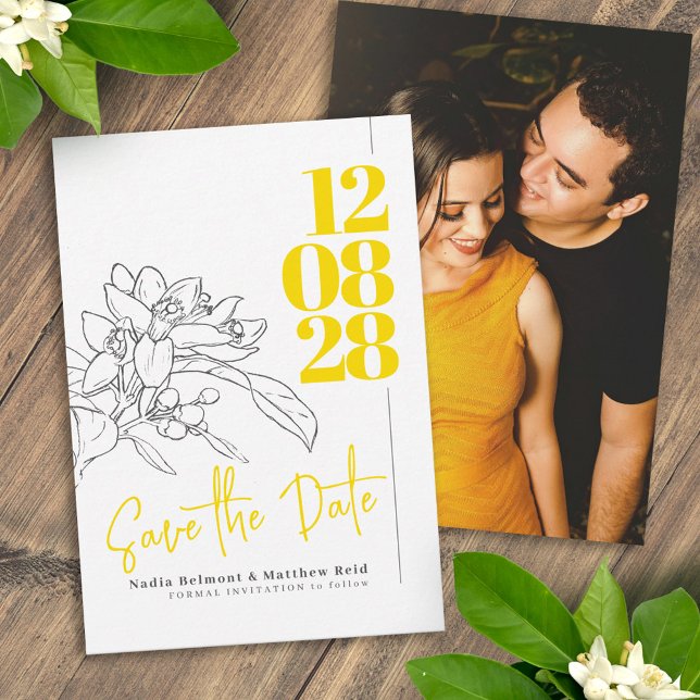 Save The Date Mariage photo citron fleur d'agrumes enregistrer l (Créateur téléchargé)