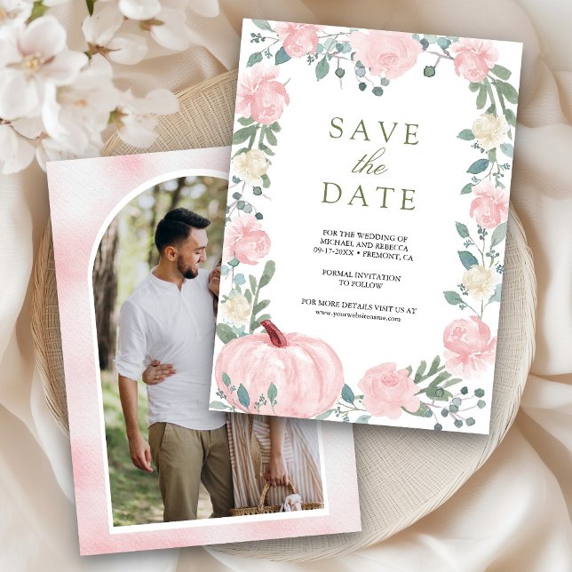 Save The Date Mariage photo Citrouille rose pâle (Créateur téléchargé)