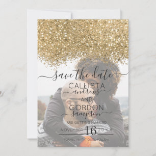 Save The Date Mariage photo Confetti Parties scintillant Noir Lu