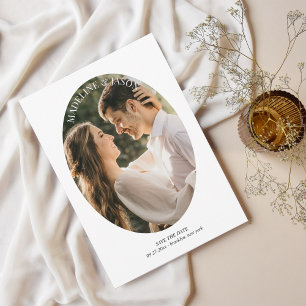 Save The Date Mariage photo de bordure ovale ronde minimaliste m