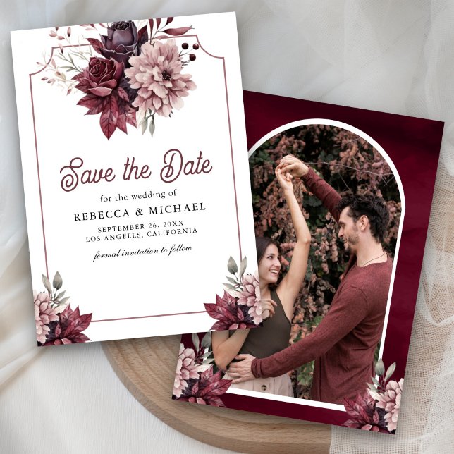 Save The Date Mariage photo de cadre floral Moody foncé (Créateur téléchargé)