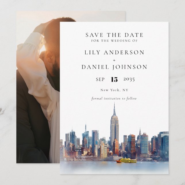 Save The Date Mariage photo de destination de New York (Devant / Derrière)