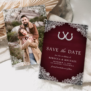 Save The Date Mariage Photo de Fer à Cheval en Bois de Bourgogne
