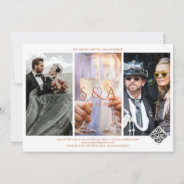 Save The Date Mariage photo de la feuille d'automne brûlé Orange (Dos)