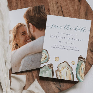 Save The Date Mariage photo de l'huître d'aquarelle côtière