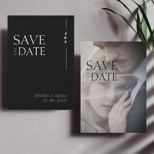 Save The Date Mariage photo de monogramme élégant noir et blanc