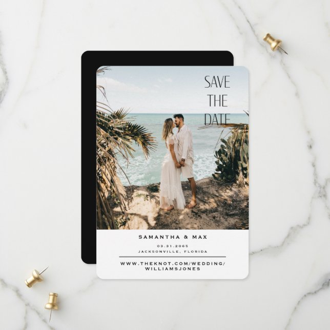 Save The Date Mariage photo de plage Enregistrer la date (Devant/Arrière en situation)