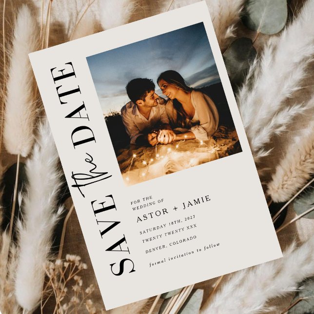 Save The Date Mariage photo de script minimaliste élégant (Créateur téléchargé)
