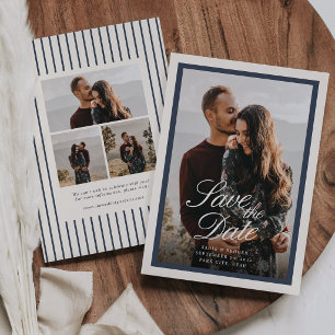 Save The Date Mariage photo de style classique Navy & Crème