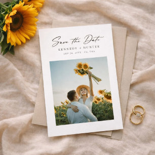 Save The Date Mariage Photo de Tournesol Minimaliste Moderne