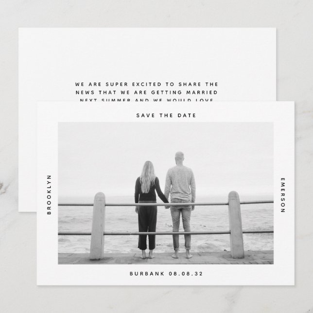 Save The Date Mariage photo de typographie moderne (Devant / Derrière)
