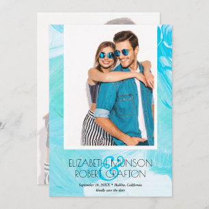 Save The Date Mariage Photo décontracté Turquoise Enregistrer La
