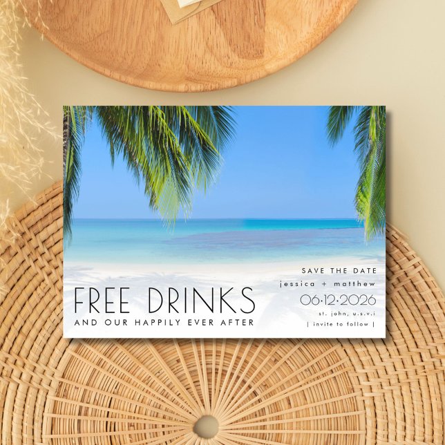 Save The Date Mariage photo des îles Vierges de la plage tropica (Tropical Beach Virgin Islands Photo Wedding Save The Date)