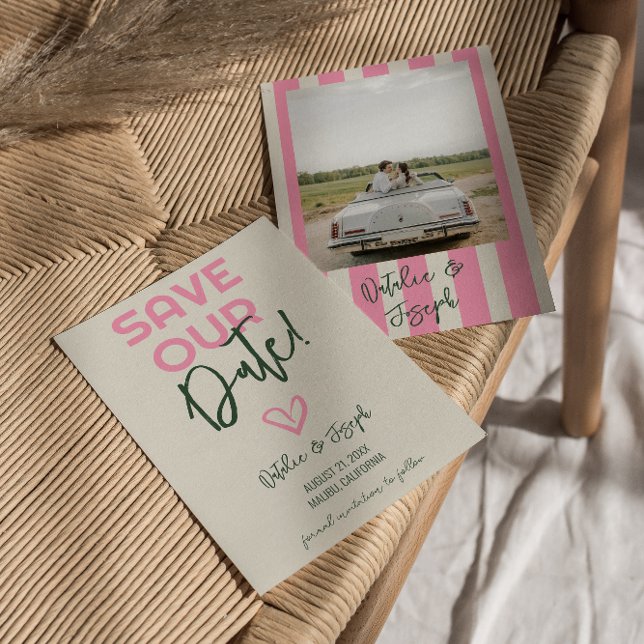 Save The Date Mariage photo d'été Whimsical Pastel manuscrit (Créateur téléchargé)