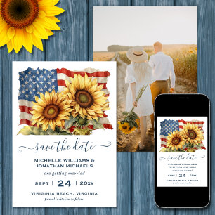 Save The Date Mariage PHOTO du Drapeau patriotique américain