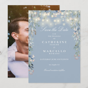 Save The Date Mariage photo Dusty Blue Floral