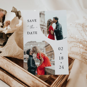 Save The Date Mariage Photo Écriture Blanche Moderne 2