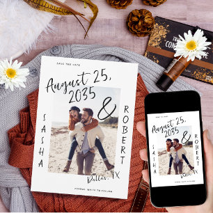 Save The Date Mariage photo élégant manuscrit Script Ampersand