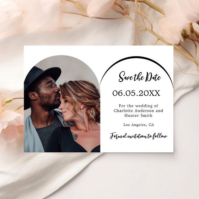 Save The Date Mariage photo en arc moderne simple (Créateur téléchargé)