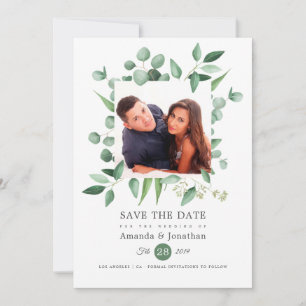 Save The Date Mariage photo Eucalyptus Green