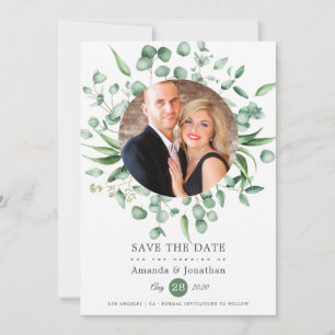 Save The Date Mariage photo Eucalyptus Green