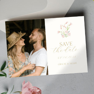 Save The Date Mariage photo Fleur sauvage Chic Blush & Ivory