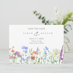 Save The Date Mariage Photo Fleur sauvage Simple Enregistrer La