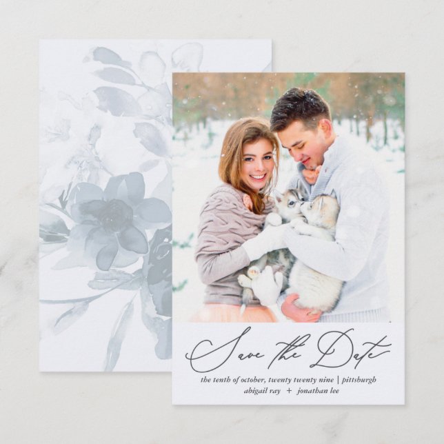 Save The Date Mariage photo floral doux et aéré (Devant / Derrière)