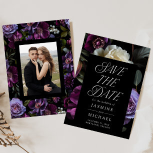 Save The Date Mariage photo floral gothique lunatique