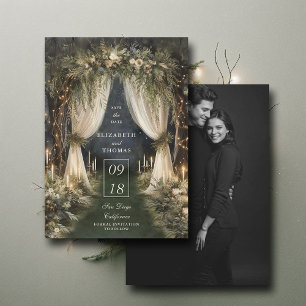 Save The Date Mariage photo Forêt enchantée Canopée romantique