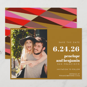 Save The Date Mariage photo géométrique chic Elegant Gold Bold