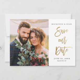 Save The Date Mariage photo Gold Calligraphy